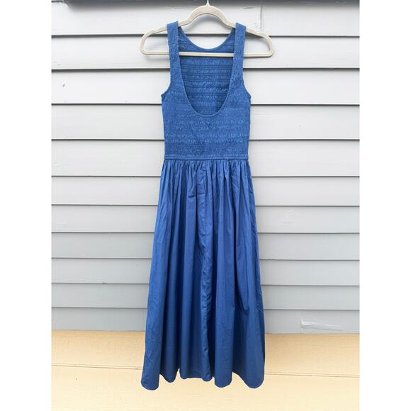 NWT MADEWELL The Petite Melody Scoopback Smocked Midi Dress Blue Moon PXL - Picture 7 of 8
